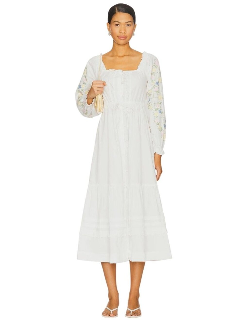 Damson Madder Junia Midi Dress in Embroidered 6 New Floral Cotton